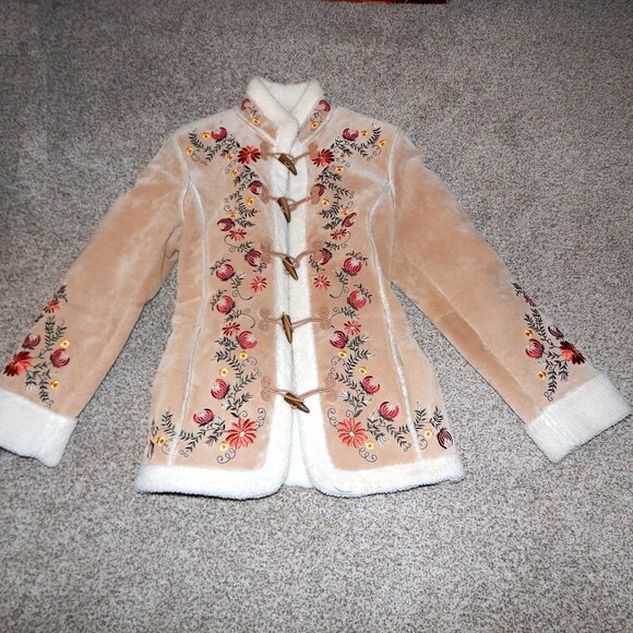Stunning Vintage Floral Leather Jacket "Phoebe" Friends St Johns Bay - Picture 2 of 6